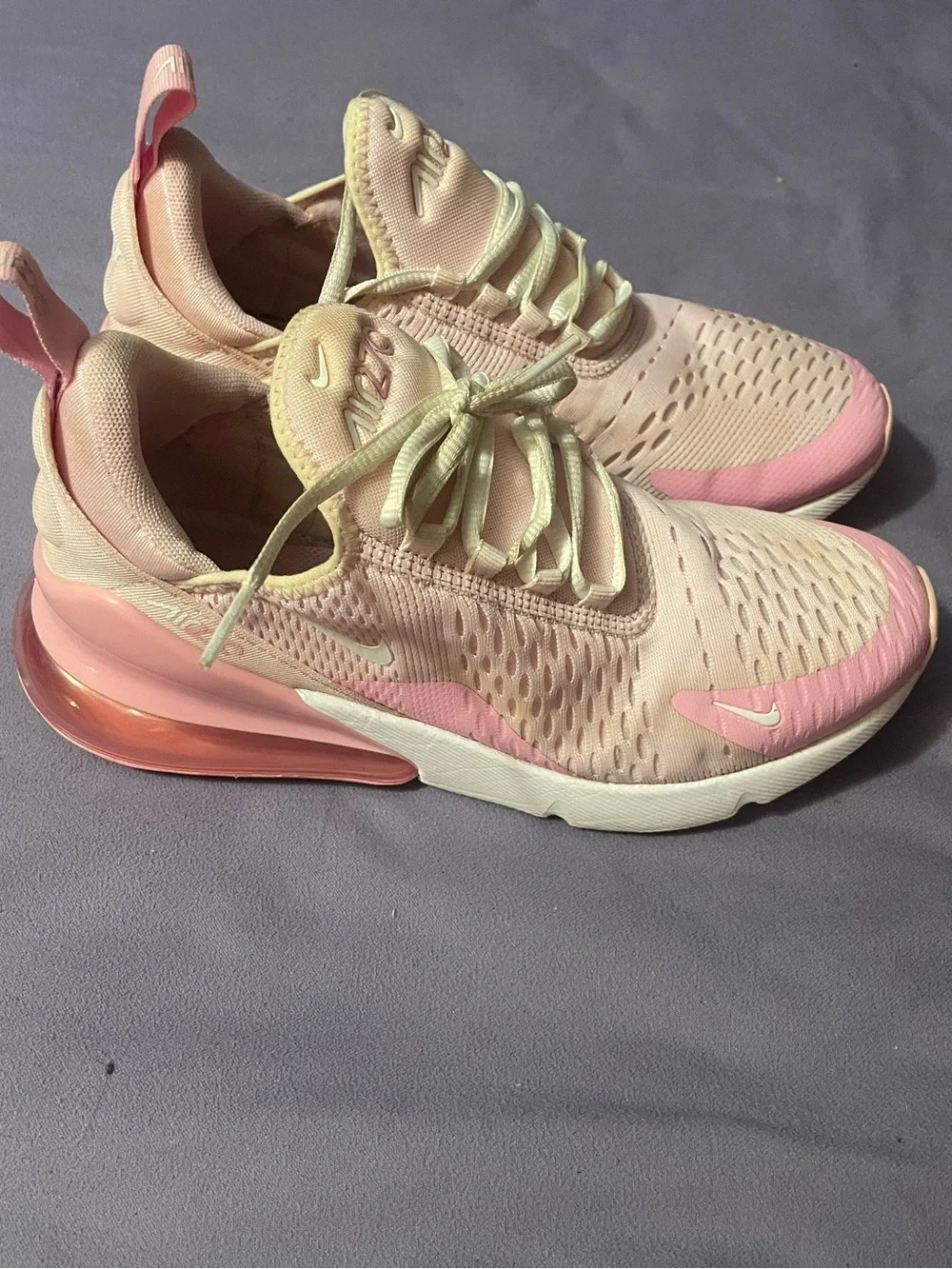 Nike Women's Light Pink and White Air Max-Style Sneakers